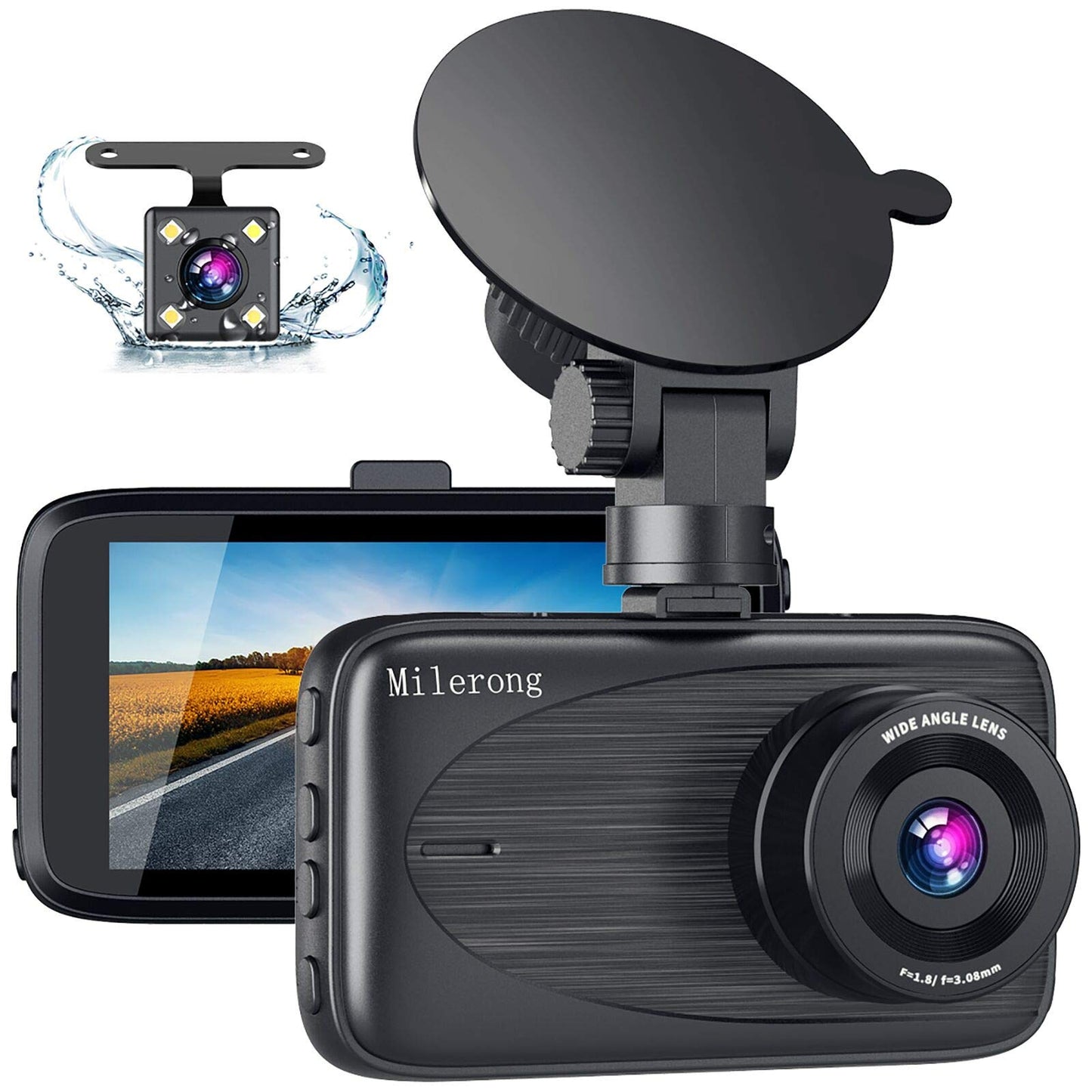 Front and Rear Dash Cam with Night Vision