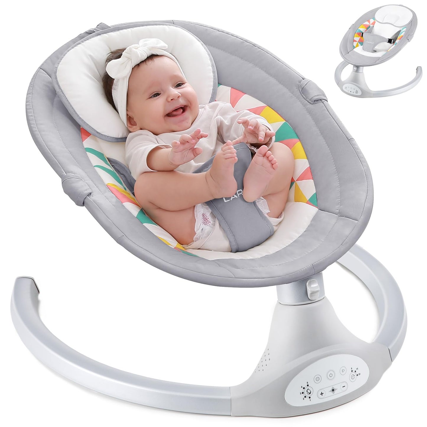 LAREX Electric Baby Swing Bluetooth Infant Swing Portable Rocker with 5 Speeds