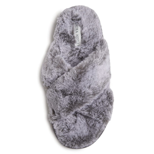 Laura Ashley Women's Faux Fur X-Band Slippers