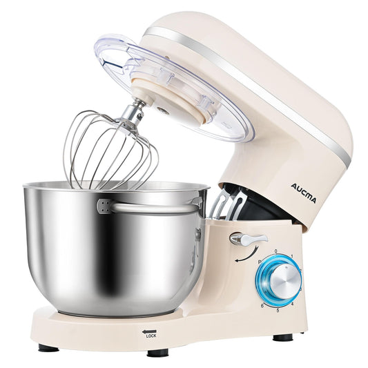 Aucma Stand Mixer, 6.5QT 660W 6-Speed Tilt-Head Food Mixer, Kitchen Electric Stand Mixer with Dough Hook, Wire Whip & Beater