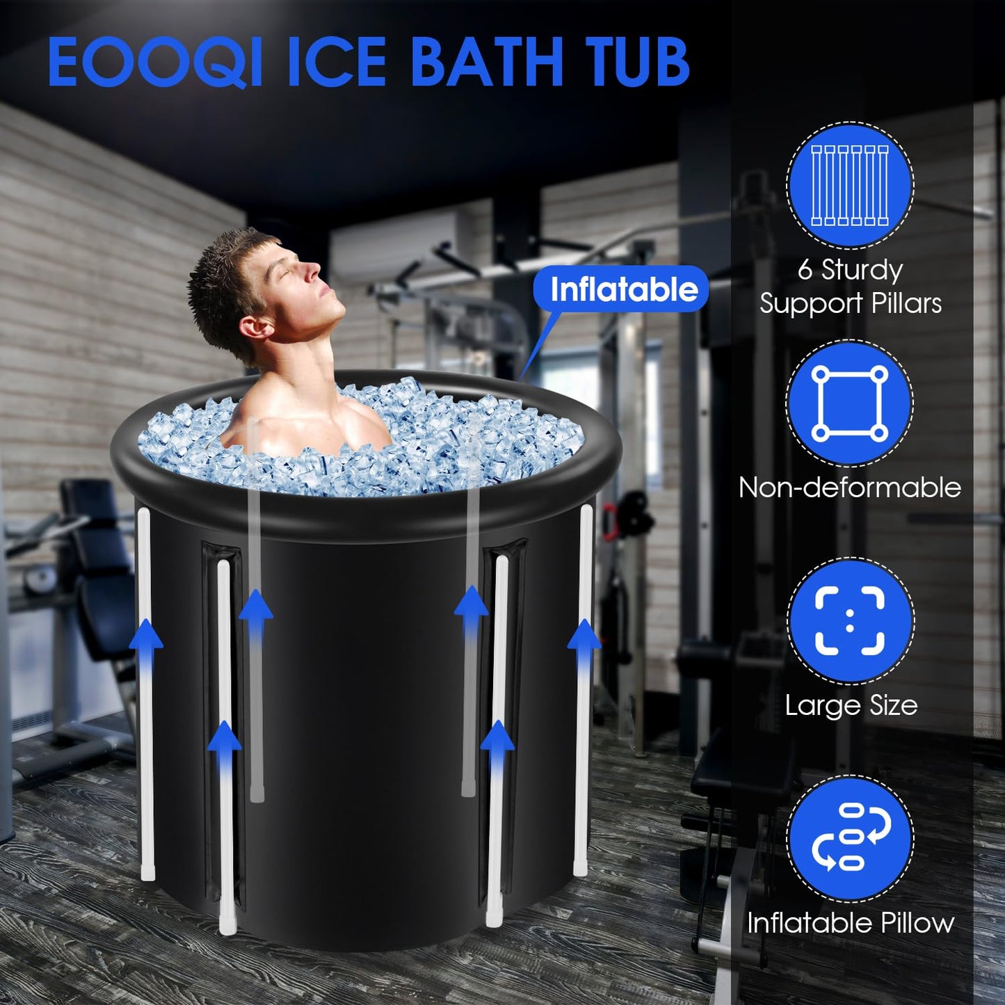 Eooqi 87 Gallon Ice Bath Tub, 30 Inch Collapsible Cold Plunge Tub with Cover Cold Water Therapy Pod Durable Nylon Fabric Design Portable Cold Pod for Athlete Recovery at Home