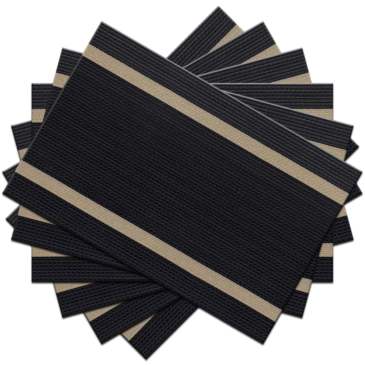Black Durable Luxurious Placemats Set of 6