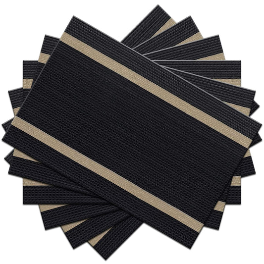 Black Durable Luxurious Placemats Set of 6