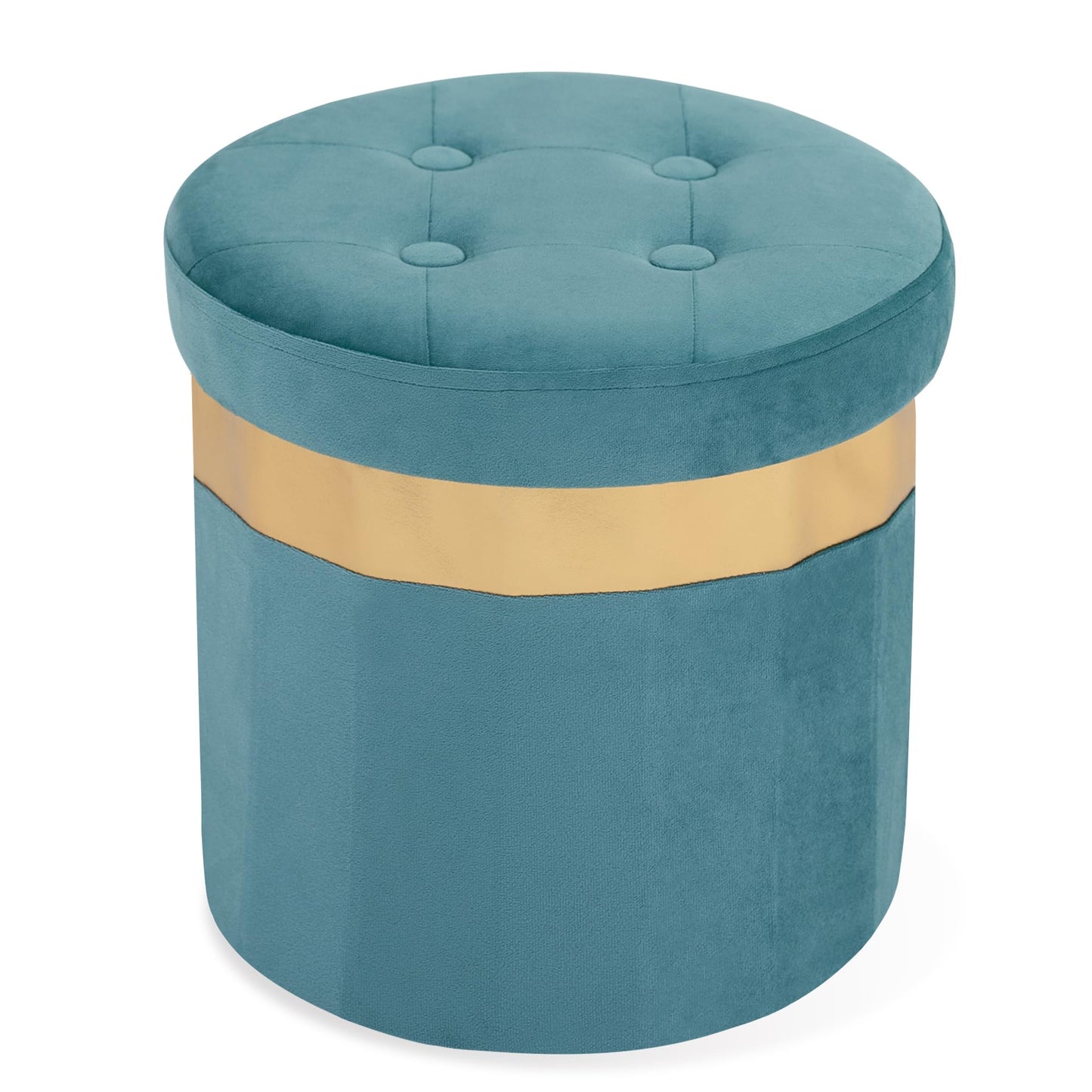 Folding Velvet Ottoman with Storage