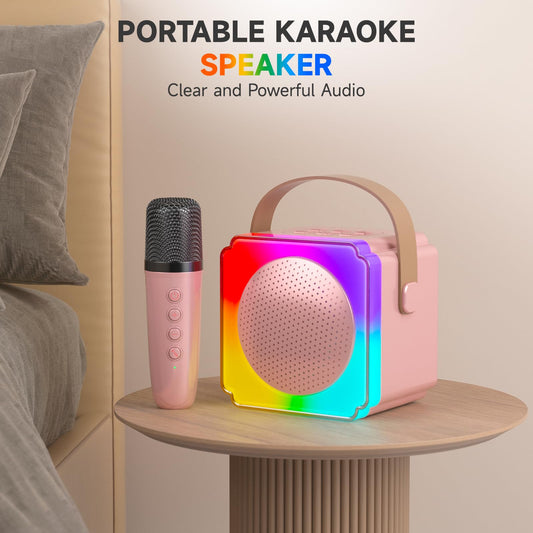 LOTVOSA Karaoke Machine for Kids - Portable Bluetooth Karaoke Machine with Wireless Microphones