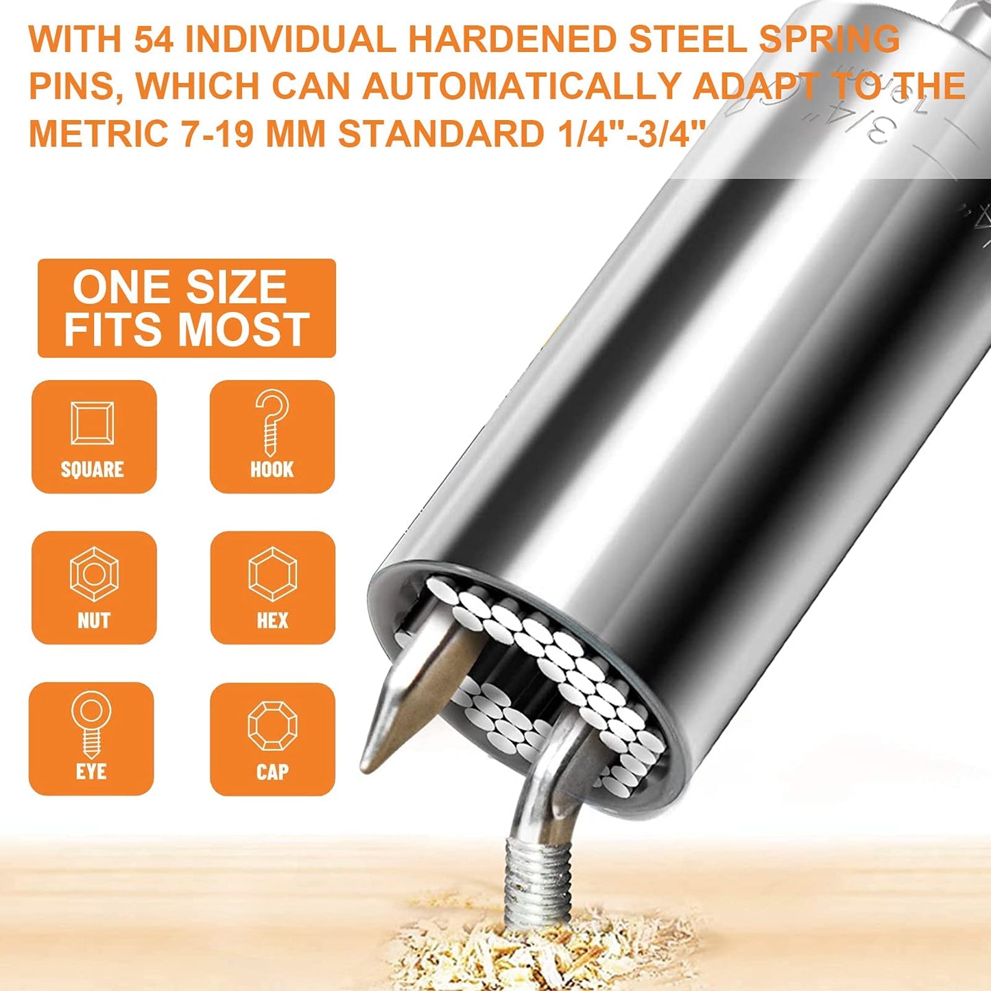 Universal Socket Tools, Christmas Gifts for Men, Self-Adjusting Socket Fits Standard 1/4'' - 3/4'' Metric 7mm-19mm with Power Drill Adapter 2Pc Set, Stocking Stuffers Gifts for Men, Dad, Husband