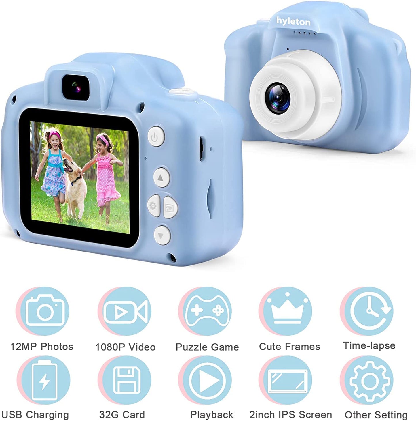 Kids Video Selfie Camera With 32GB SD Card