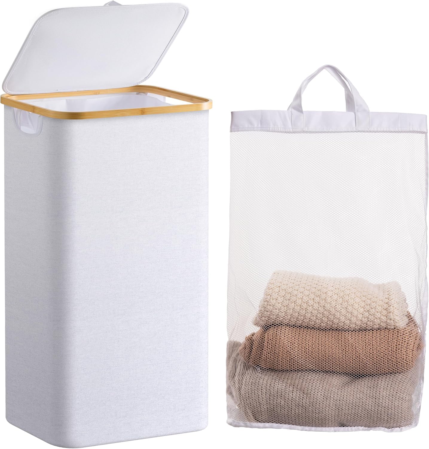 HBlife 60L Slim Laundry Hamper with Lid and Removable Inner Bag