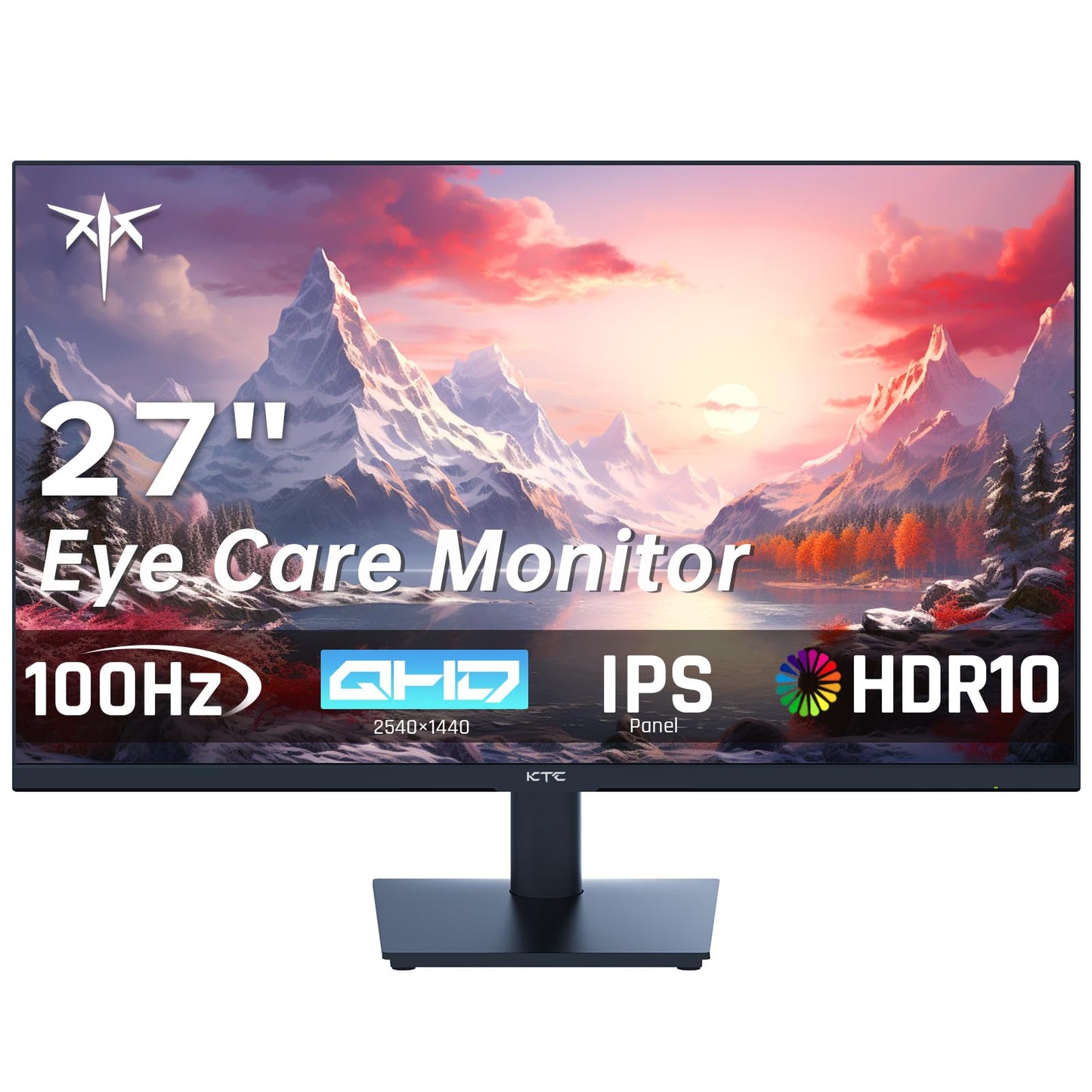 KTC 27 Inch QHD Computer Monitor, 1440P Frameless Eye Care PC Office Monitor with HDMI/DP, Tilt Adjustable
