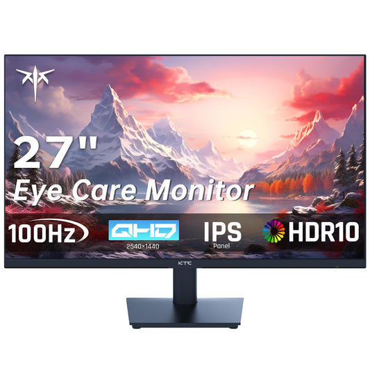 KTC 27 Inch QHD Computer Monitor, 1440P Frameless Eye Care PC Office Monitor with HDMI/DP, Tilt Adjustable
