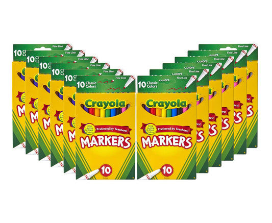 Crayola Fine Line Markers (12pk), Coloring Markers for Kids, 10 Colors