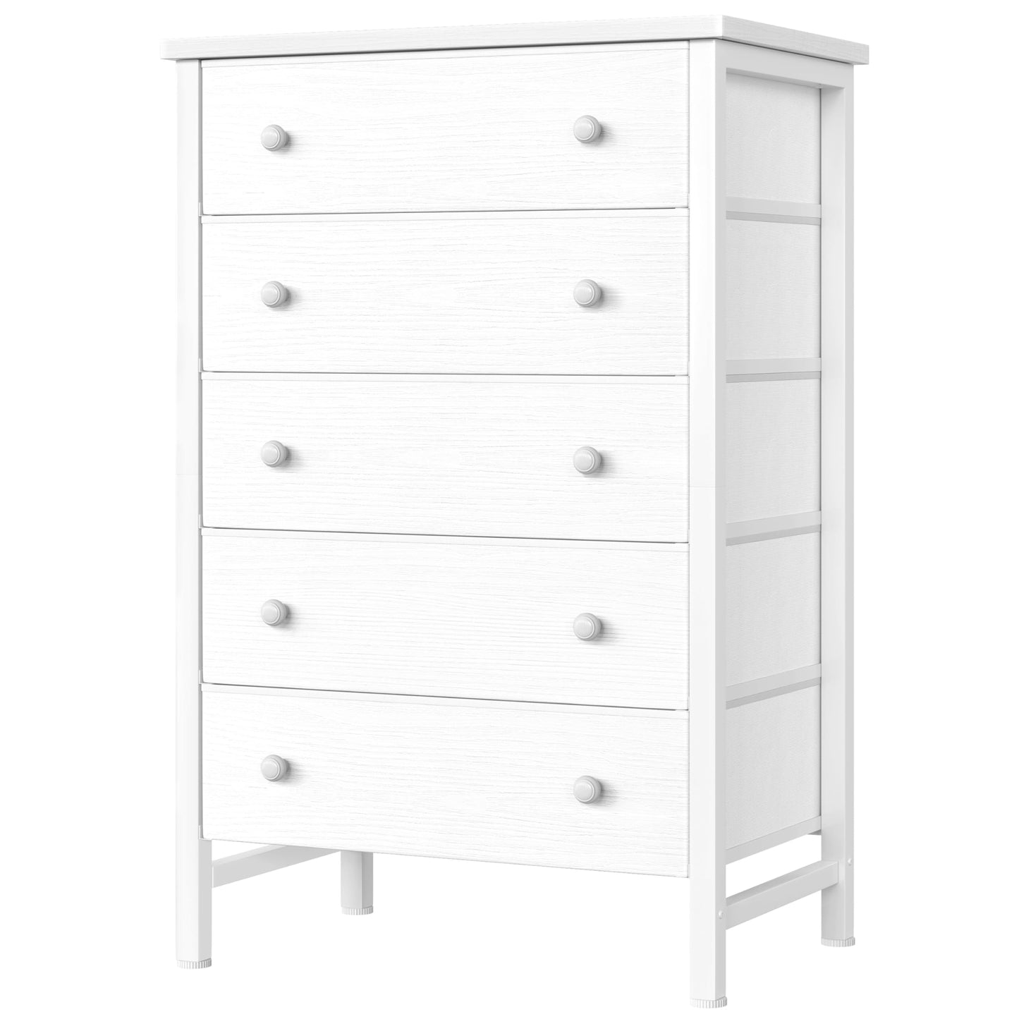 BOLUO White Bedroom Dresser with 5 Drawers