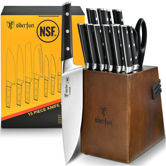 ODERFUN 15 Pcs Knife Set With Block