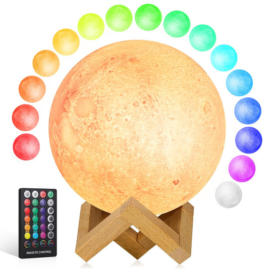 Remote & Touch Control Moon Lamp - 18 Colors