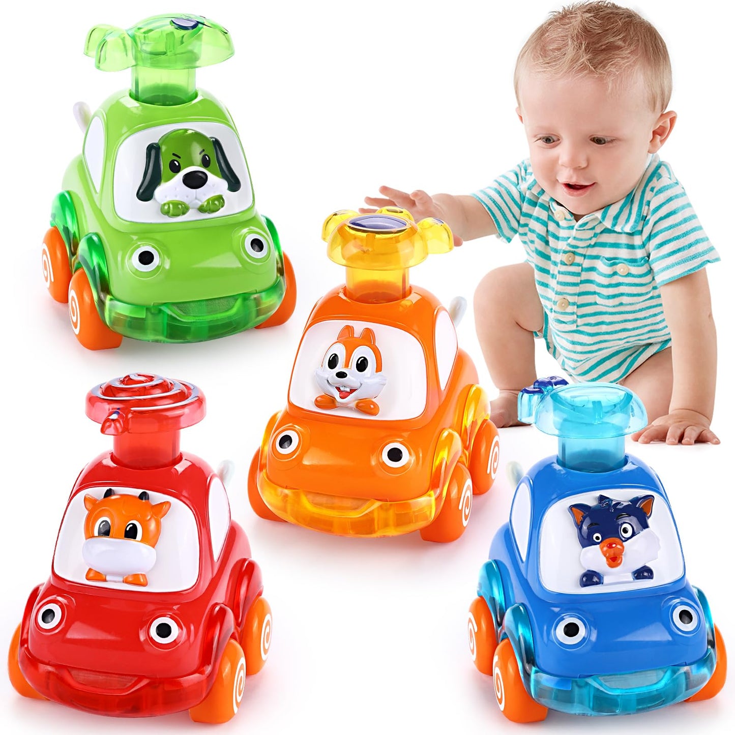 Cars Toys for 1 Year Old Boy: Press and Go Cartoon Toys Cars for Toddlers 1-3 Baby Toys 12-18 Months Toddler Toys Age 1-2 One Year Old Boy Toys First Birthday Gifts for 1 2 3 Year Old Boys Girls