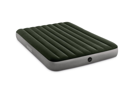 INTEX Air Mattress: Fiber-Tech - Queen Size - Hand-Held Battery Pump - 10in Bed Height - 600lb Weight Capacity