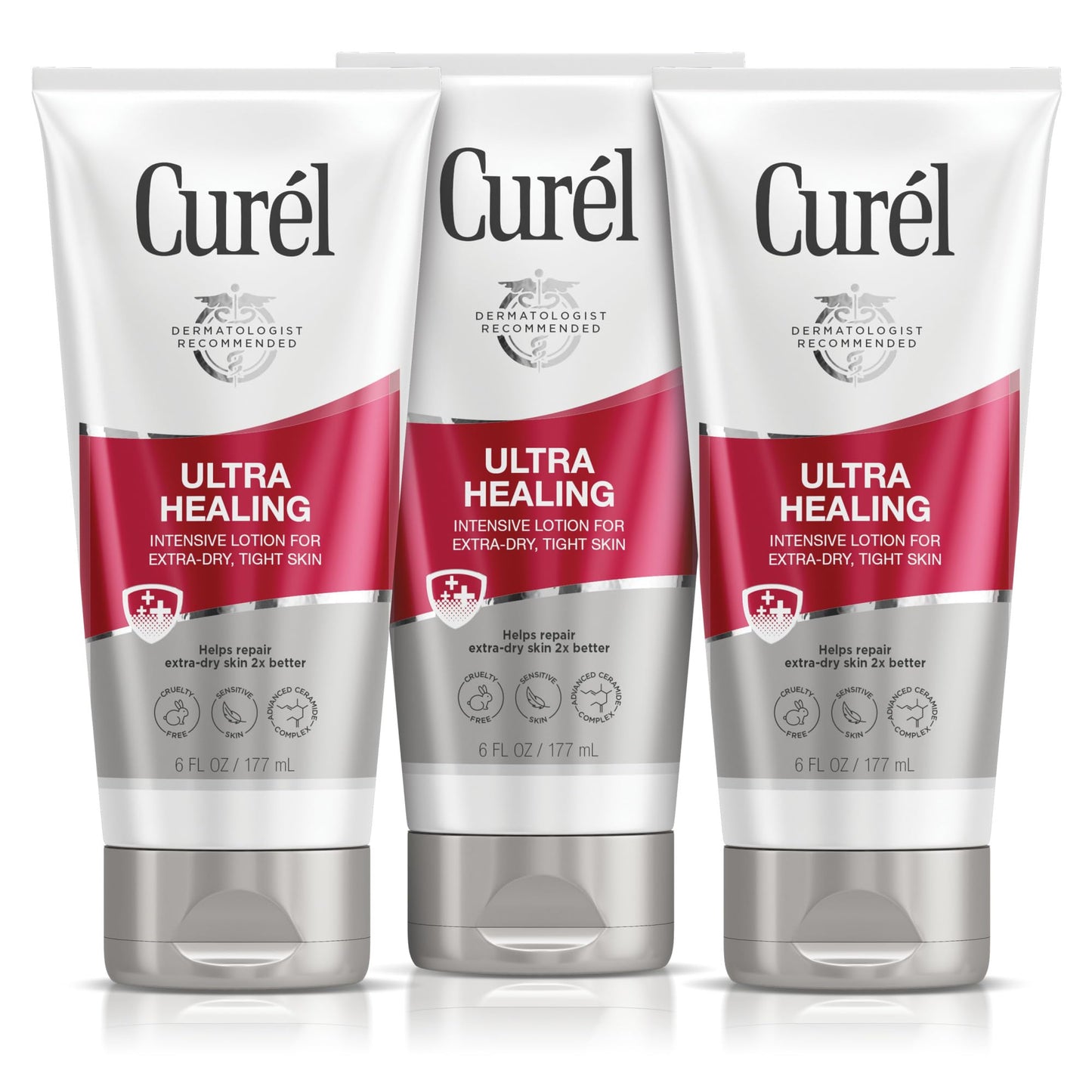 Curel Ultra Healing Intensive Fragrance-Free Lotion For Extra-Dry Skin 6 Oz, Pack of 3