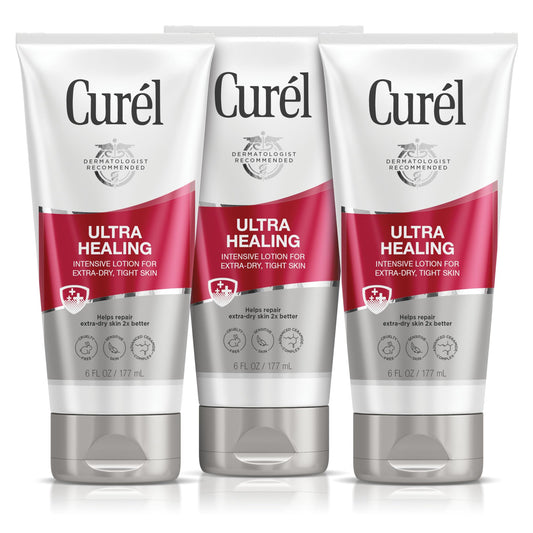 Curel Ultra Healing Intensive Fragrance-Free Lotion For Extra-Dry Skin 6 Oz, Pack of 3