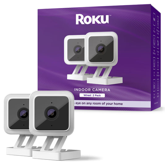 Roku Wired Indoor Security 1080p HD Camera, 2 Pack