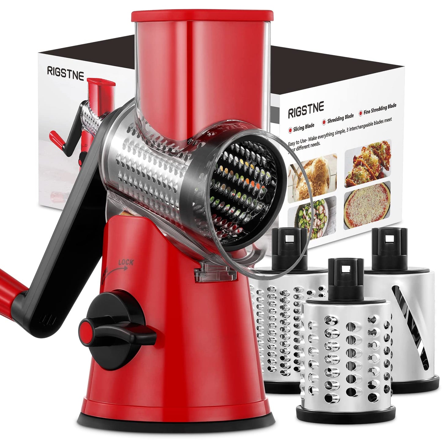 3-in-1 Rotary Cheese Grater & Shredder