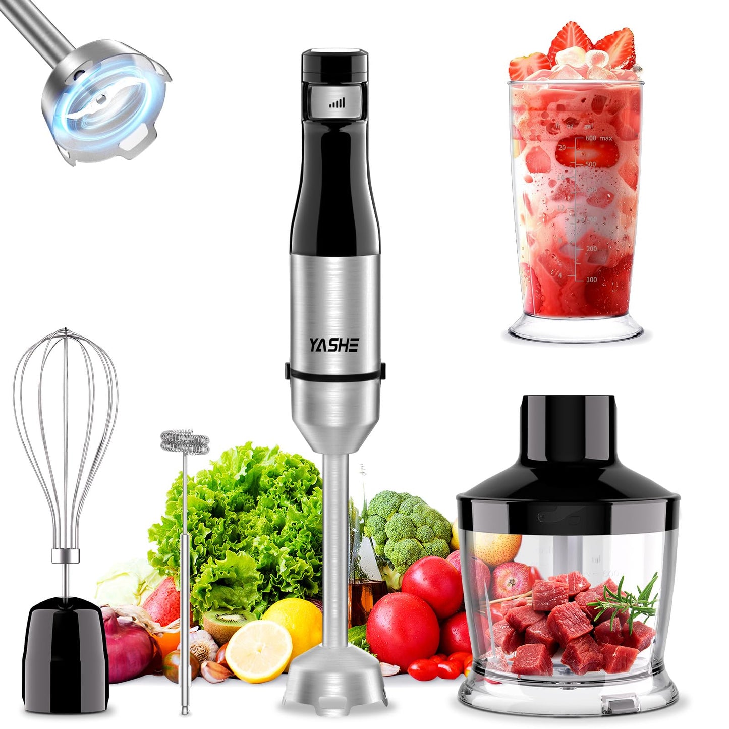 5 in 1 Hand Blender Set, Stainless Steel