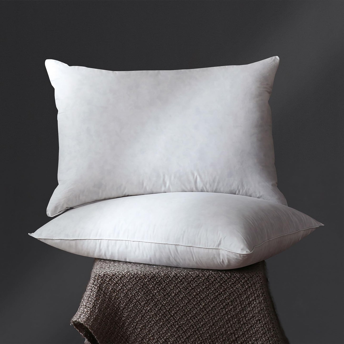 Goose Down Feather Pillow Standard Queen Size Set of 2 Bed Pillows for Sleeping