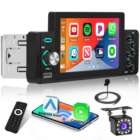 Wireless Apple Carplay Android Auto Car Stereo With HD Backup Camera