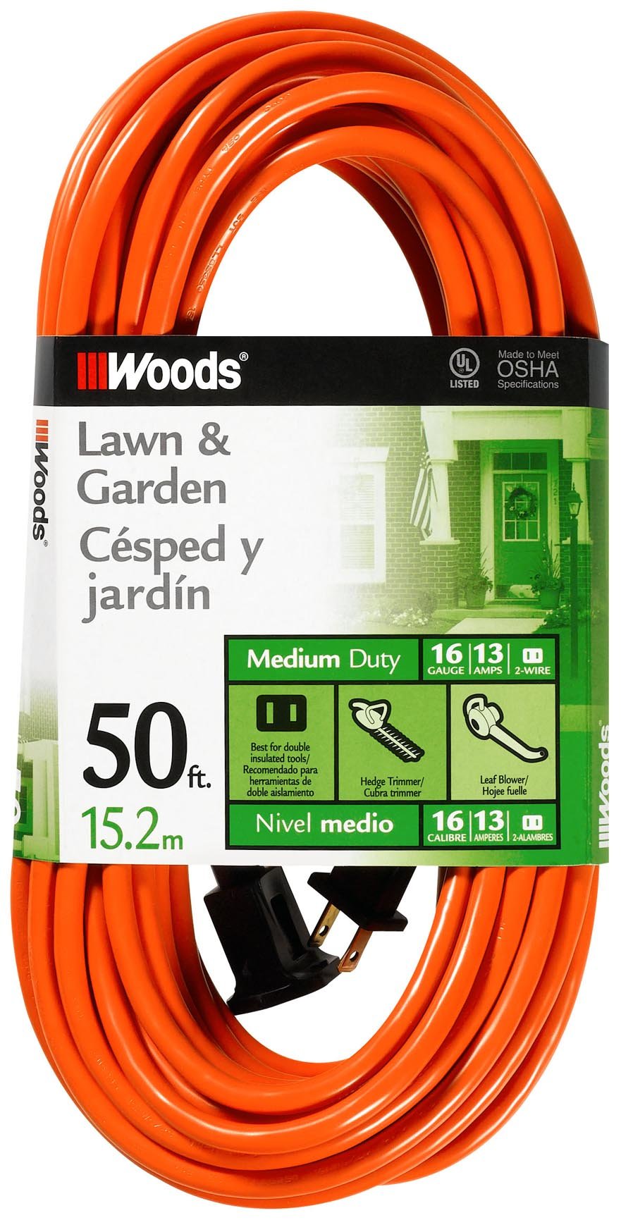Woods Extension Cord 50 Foot, Orange
