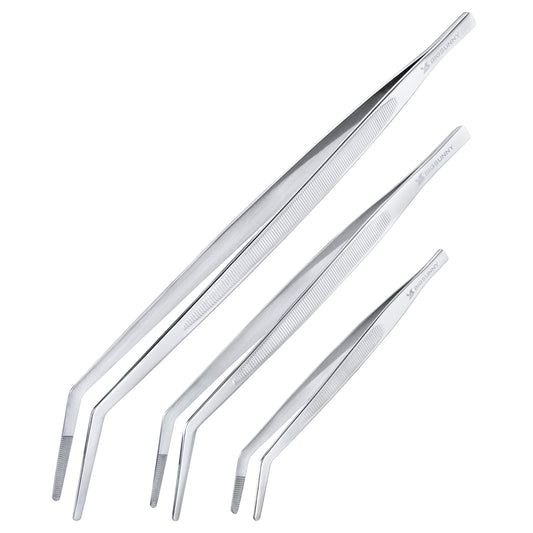 Set of 3 Stainless Steel Tweezers Tongs for Cooking