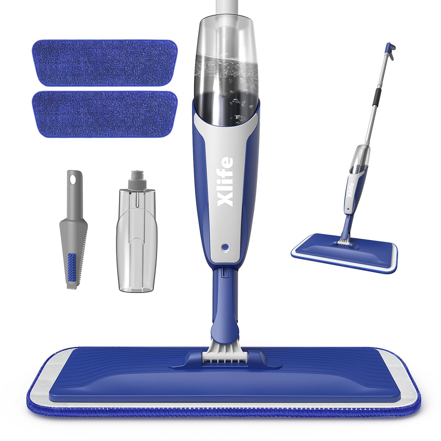 Spray Mop with Refillable Bottle and Washable Pads
