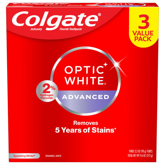 Colgate Optic White Advanced Toothpaste, 3 Pack