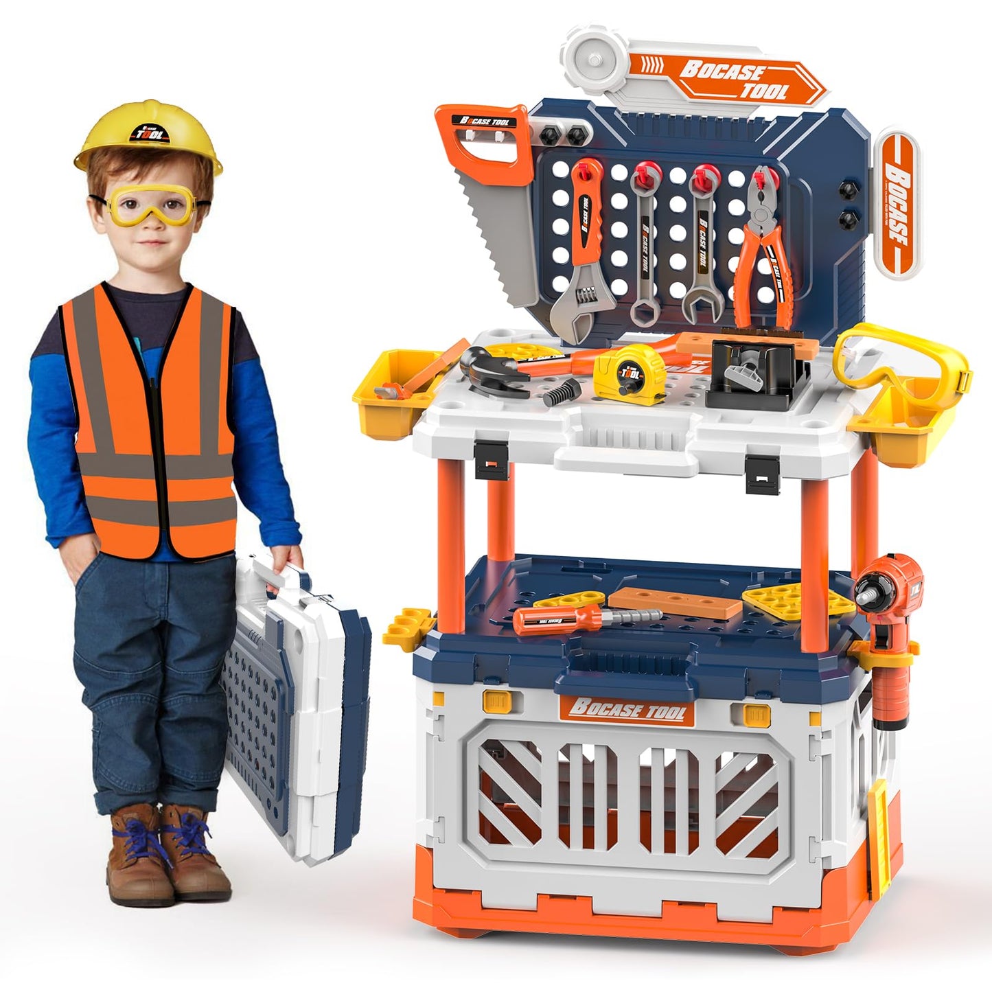 4-in-1 Kids Tool Bench Playset with 90pcs Accessories