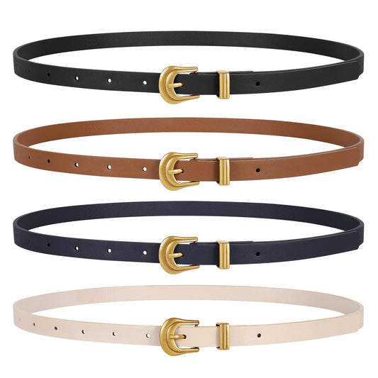 Women’s Skinny Leather Belts – 4 Pack