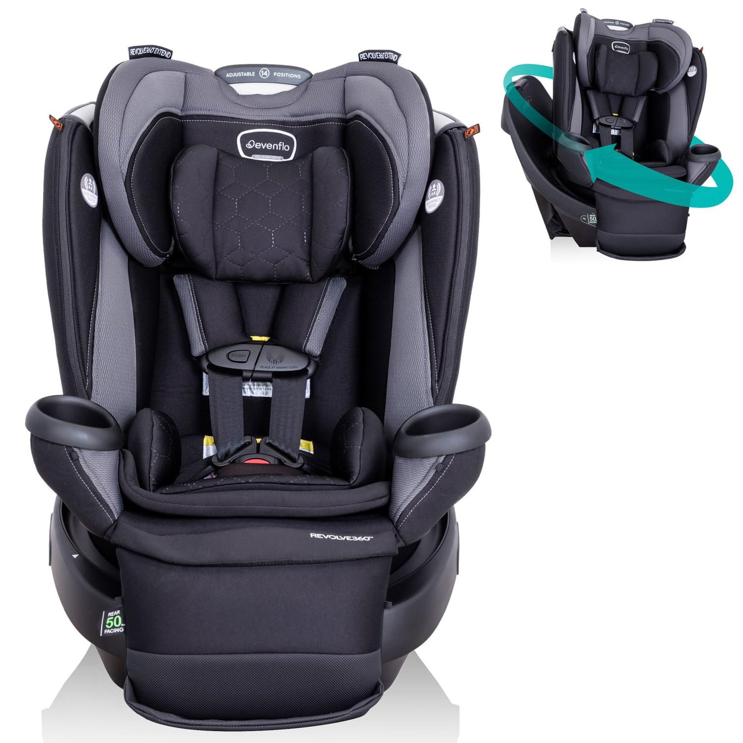 Evenflo Convertible Car Seat w/ 360 Degree Rotation & 3 Modes, Revolve360, Revere Gray