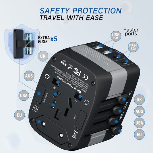 European Travel Plug Adapter All-in-one