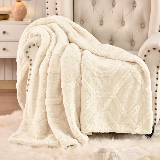 Fluffy Sherpa Throw Blanket, 50"x60"