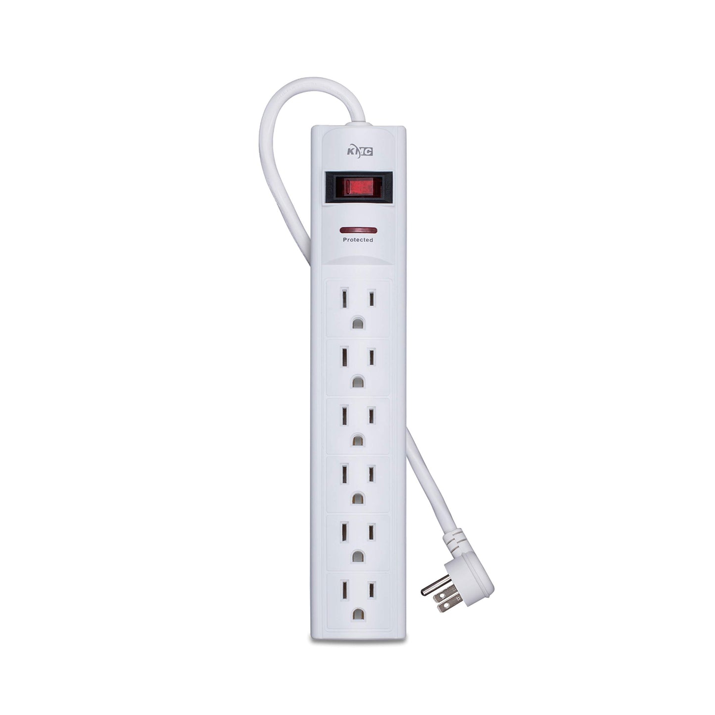 KMC 6-Outlet Surge Protector Power Strip with 10-Foot Cord, Overload Protection