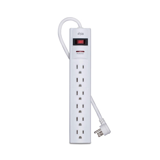 KMC 6-Outlet Surge Protector Power Strip with 10-Foot Cord, Overload Protection