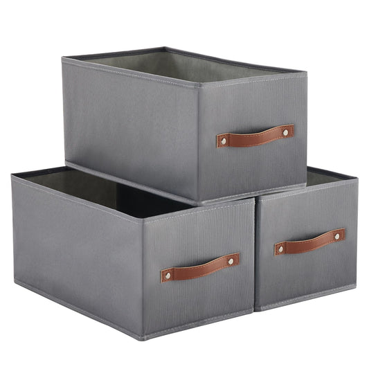 Fabric Storage Bins with Handles – 3-Pack