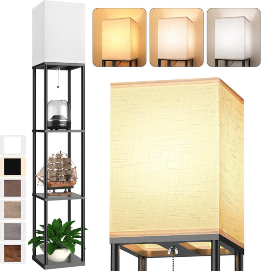 Floor Lamp with Shelves, Black