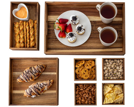 7-Piece Acacia Wood Tray Set