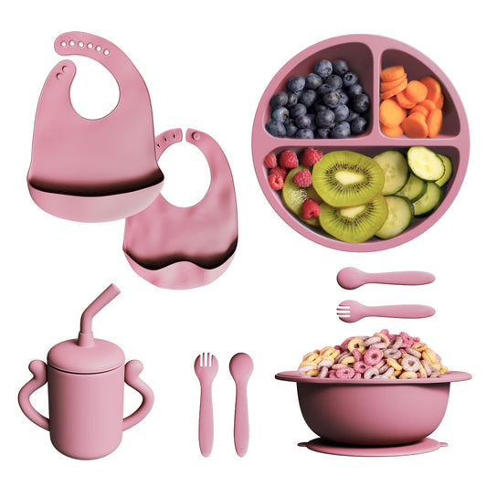 Silicone Baby Feeding Set, 9 Pcs