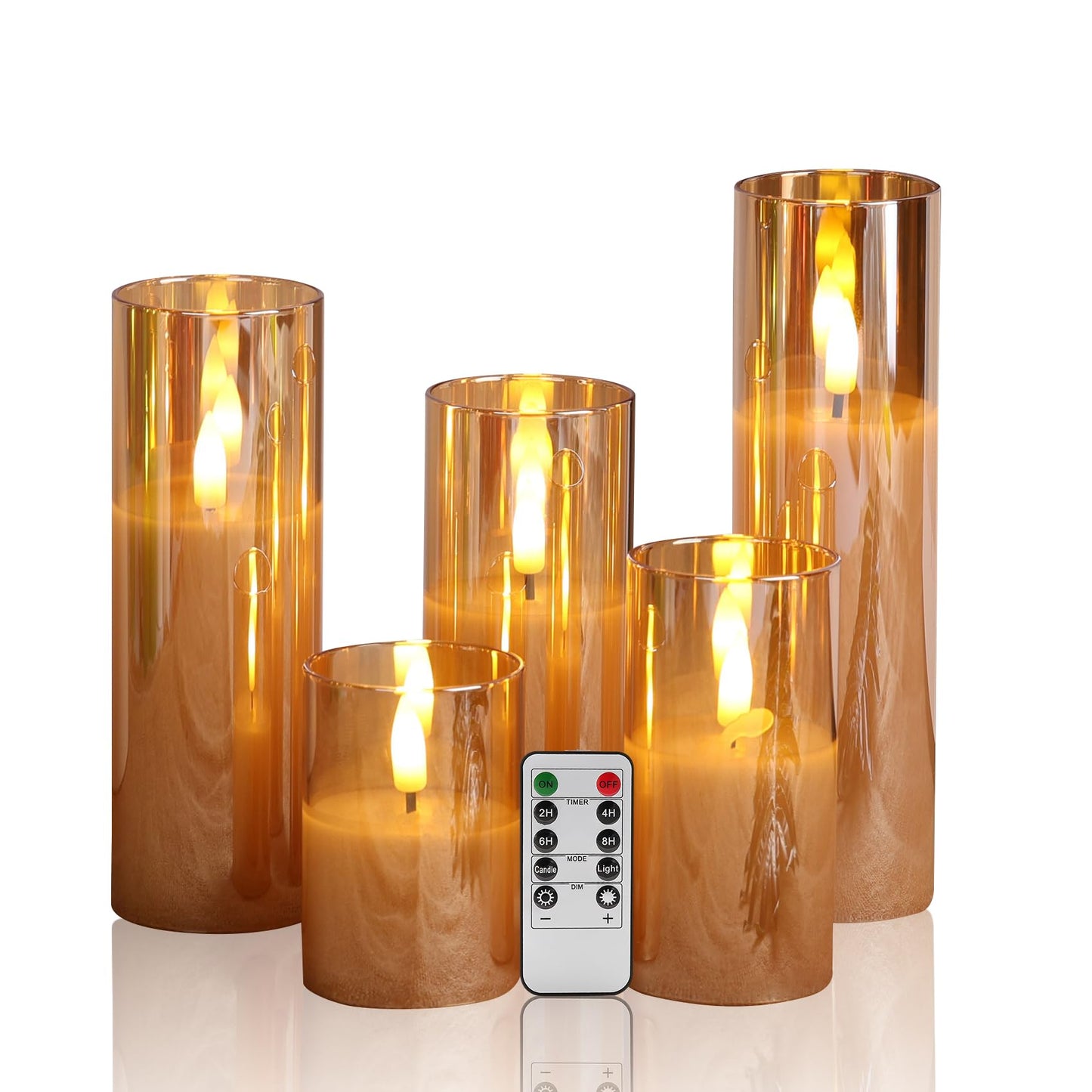 Gold Glass Flameless LED Candles – 5-Pack