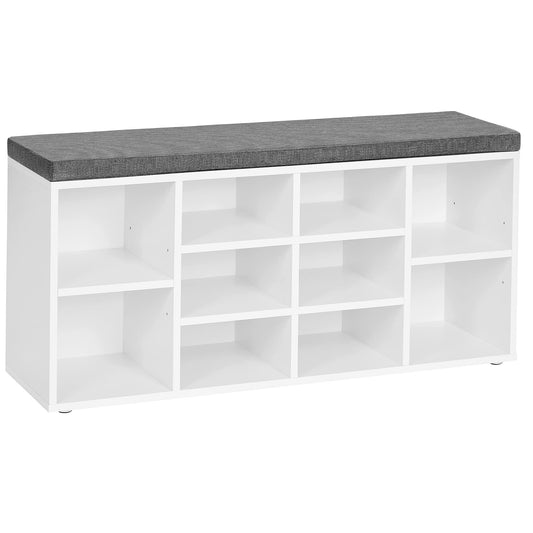 Shoe Bench with Cushion With 10 Compartments