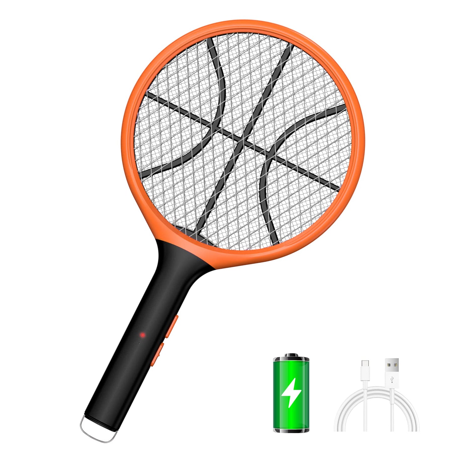 LUOJIBIE Electric Fly Swatter, Bug Zapper Racket Rechargeable Mosquito Zapper Handheld Fly Zapper with Hanging Ring for Home Indoor Outdoor, Large Size-1 Pack