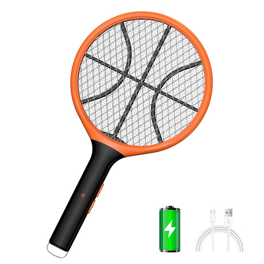 LUOJIBIE Electric Fly Swatter, Bug Zapper Racket Rechargeable Mosquito Zapper Handheld Fly Zapper with Hanging Ring for Home Indoor Outdoor, Large Size-1 Pack