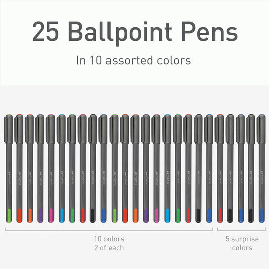 Pentonic 1.0 mm Ballpoint Pens, 25 Count