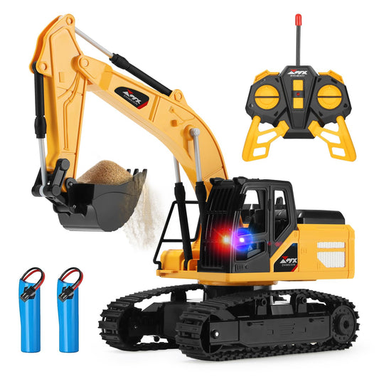 Remote Control Excavator Toy with Metal Shovel & Light