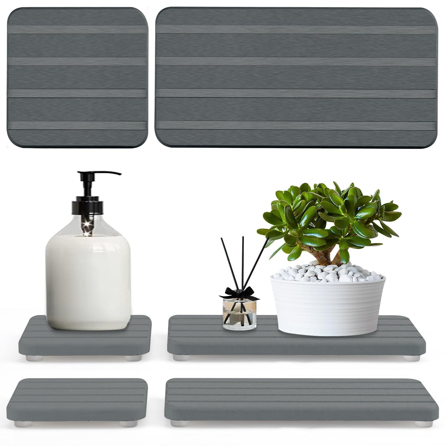 4pcs water absorbing stone tray