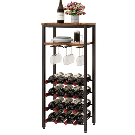 Freestanding Wine Rack with Glass Storage